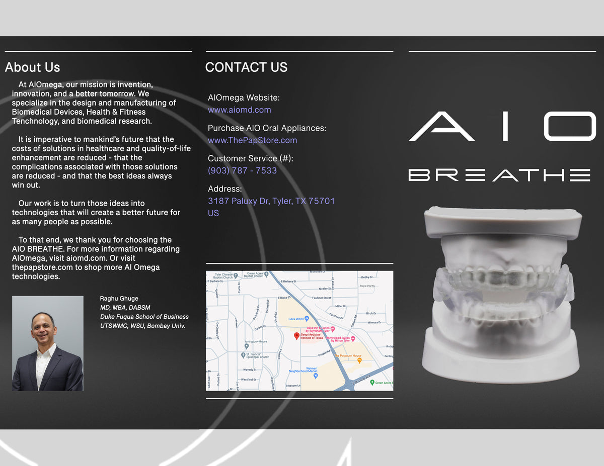 AIO BREATHE by AIOMEGA for MODERATE/MILD Obstructive Sleep Apnea and for Snoring.